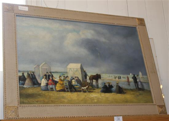 Oil beach scene